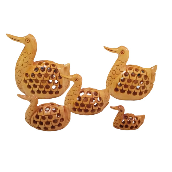 Handmade Wooden Jali Work Assorted Animals Set (Set of 5)
