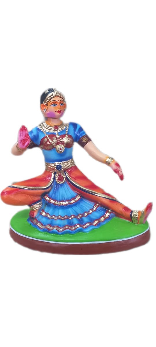 Handmade Paper Mache Bharatham Sitting Doll 11