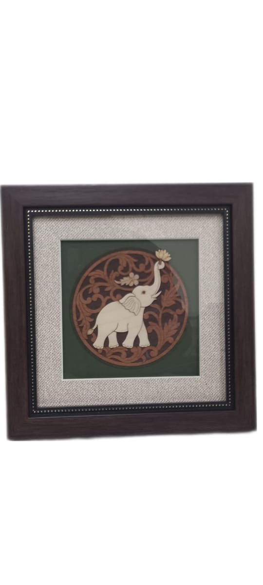 Wooden Patch Work Elephant Frame 8x8