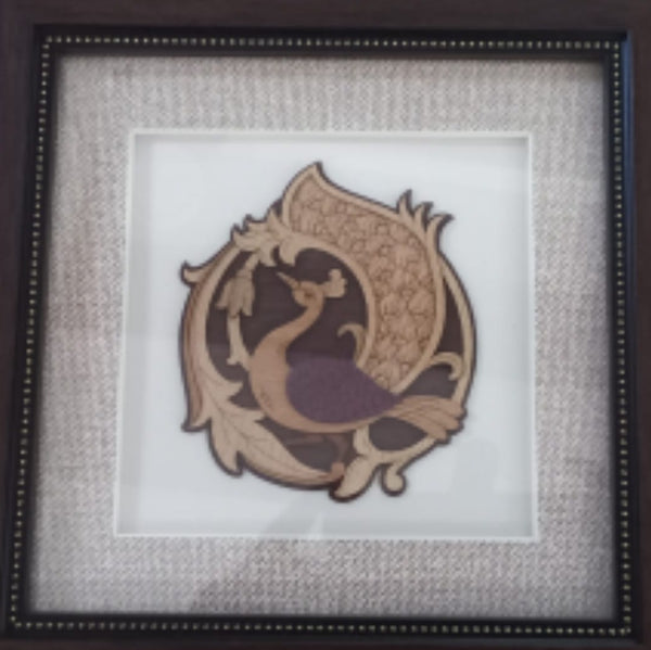 Wooden Patch Work Peacock Frame 8x8