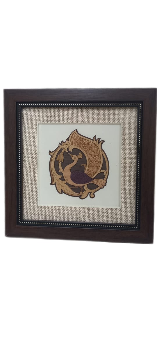 Wooden Patch Work Peacock Frame 8x8