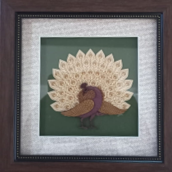 Wooden Patch Work Peacock Frame 10x10