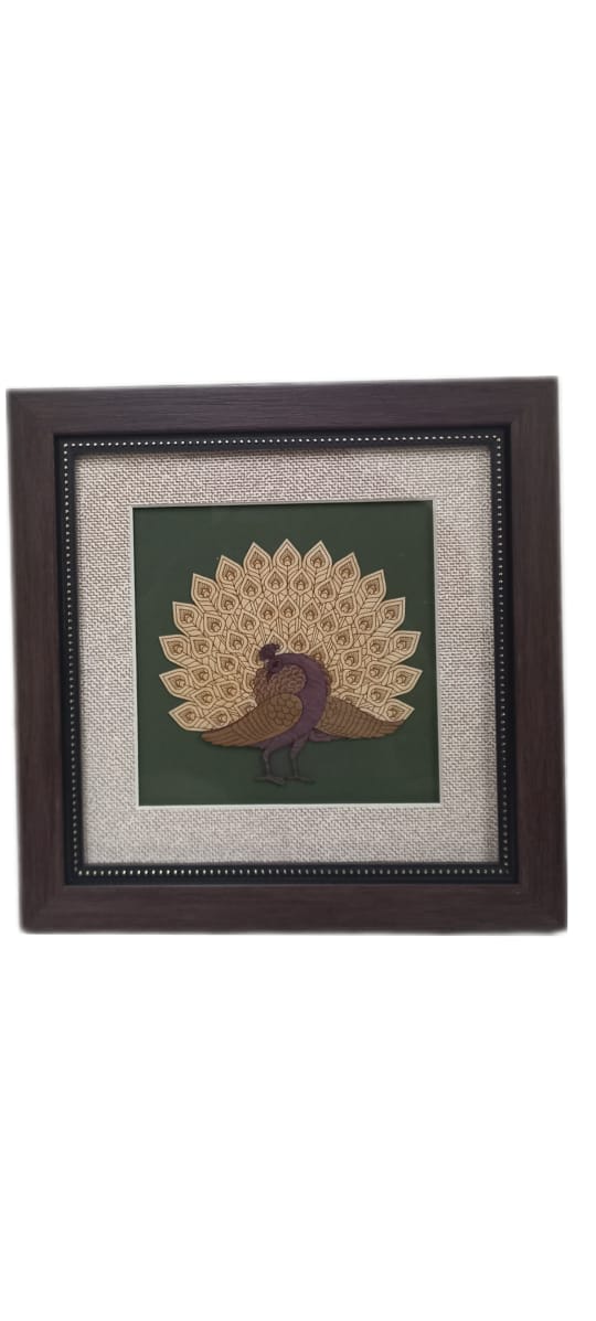 Wooden Patch Work Peacock Frame 10x10