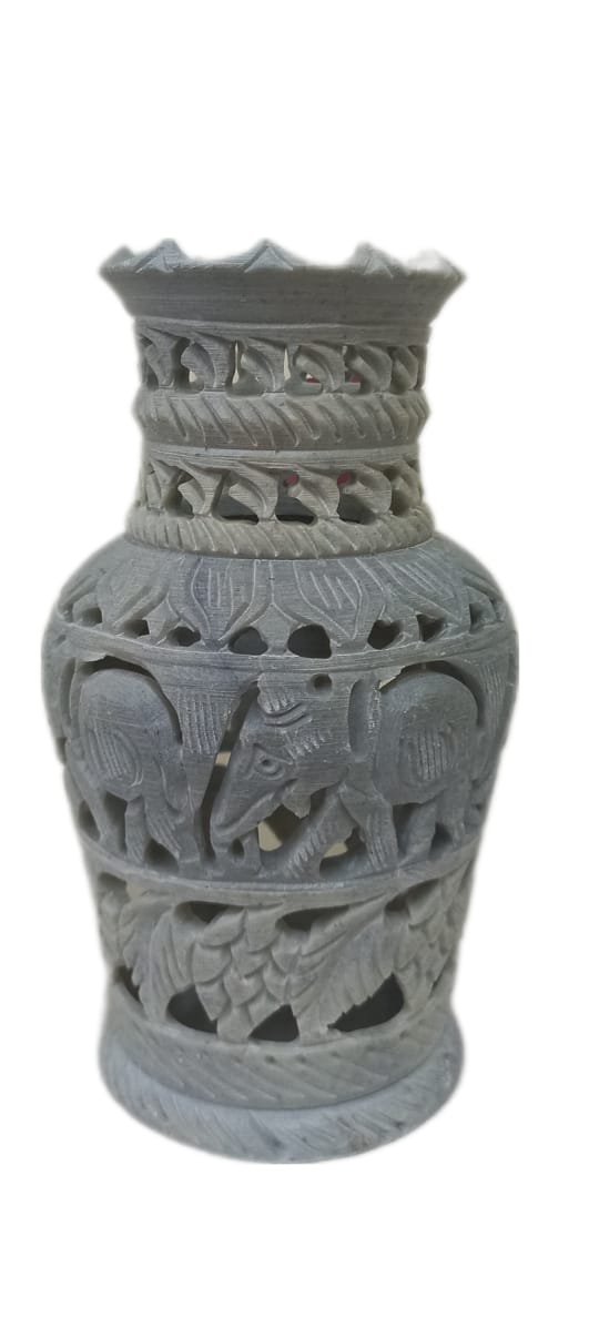 Handcrafted Gorara Stone Flower Vase for Home Decor