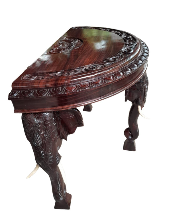 Handmade Wooden Carved Console Table with Elephant Head Legs