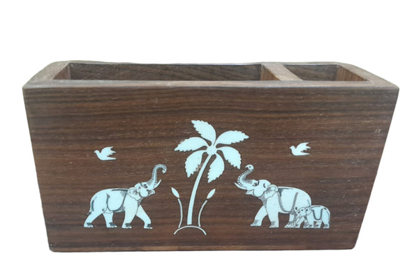 Handmade Wooden Inlaid Pen and Visiting Card Holder