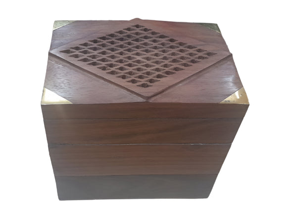 Handmade Wooden Folding 3 Step Jali Work Jewel Box