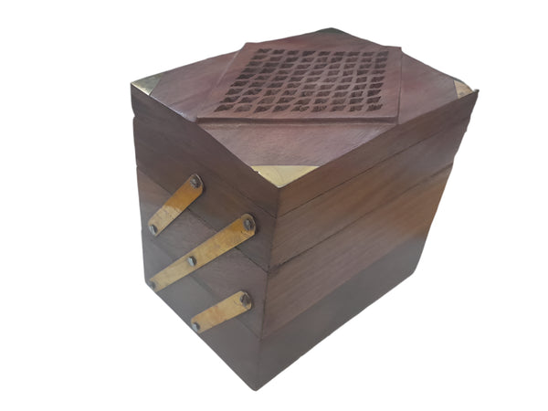 Handmade Wooden Folding 3 Step Jali Work Jewel Box