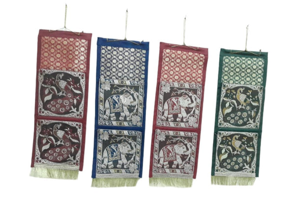 Silk Wall Hanging Double Letter Holder (Assorted Colours & Designs)