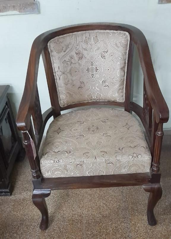 Handmade Wooden Chair with Attached Cushion