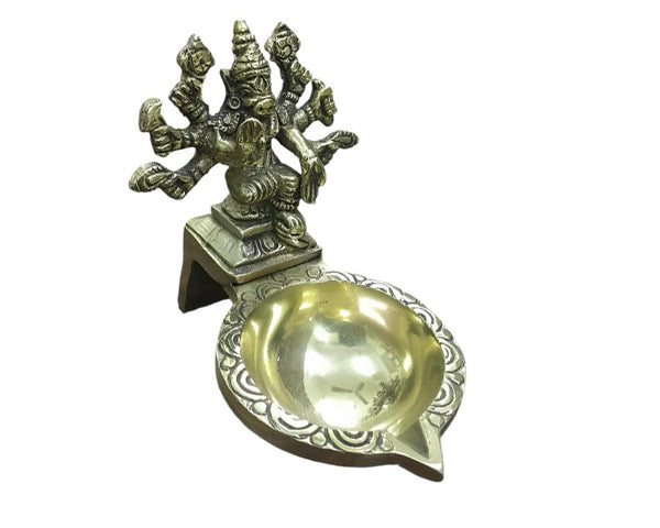 Brass Varahi Amman with Oil Lamp