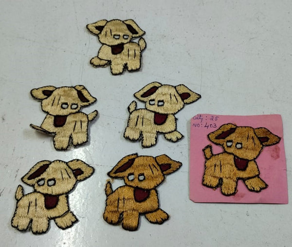 Cute Dog Embroidered Motif Patch | Puppy Design Applique for Kids & Clothing