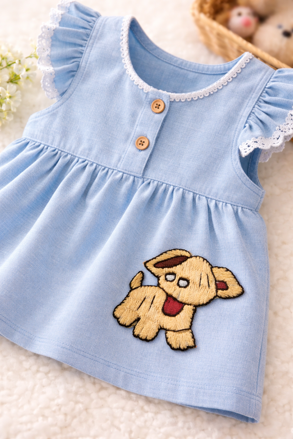 Cute Dog Embroidered Motif Patch | Puppy Design Applique for Kids & Clothing