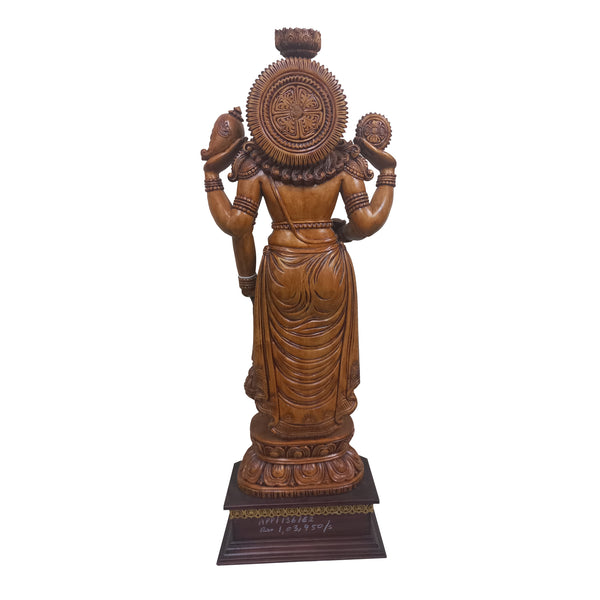 Handmade Shivani Wood Carved Lord Vishnu Statue 28