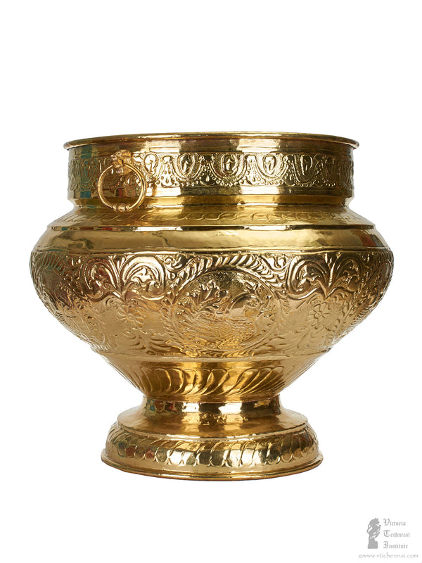 Brass Planter Drum Barrel Indoor Gold Shiny Planter Pot Container