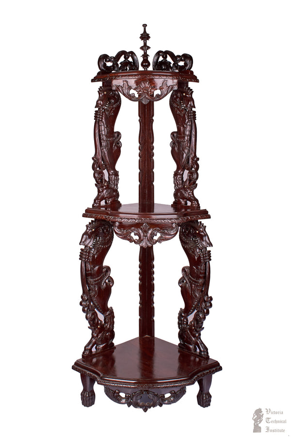 Handmade Wooden Carved Corner Stand