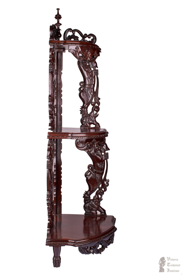 Handmade Wooden Carved Corner Stand