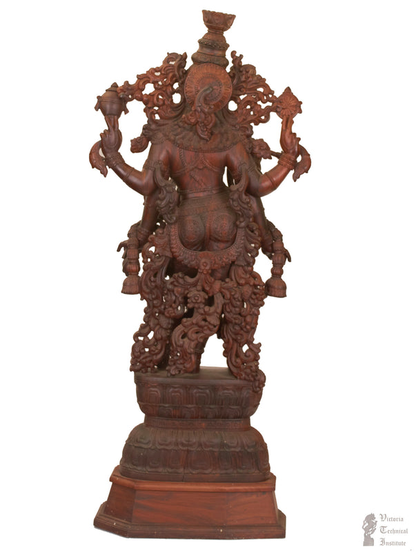 Handmade Wooden Carved Lord Krishna Statue