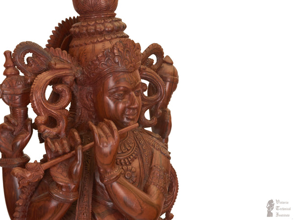 Handmade Wooden Lord Krishna Statue