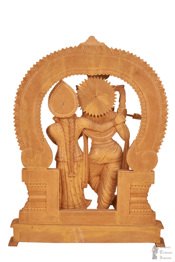 Handmade Wooden Radha Krishna Statue