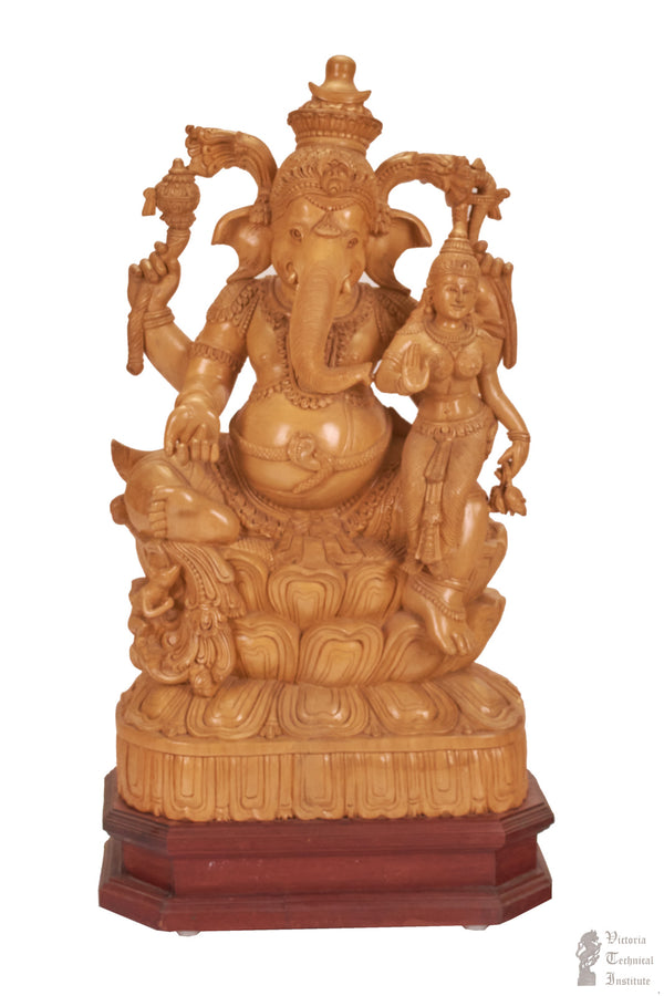 Handmade Wooden Shakthi Ganapathy Statue