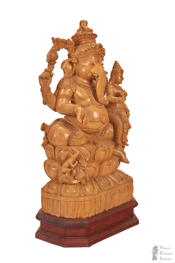 Handmade Wooden Shakthi Ganapathy Statue