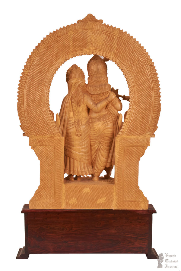 Handmade Wooden Radha Krishna Statue