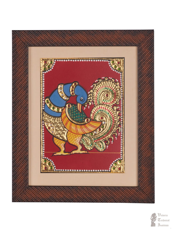 Handmade Peacock Tanjore Painting