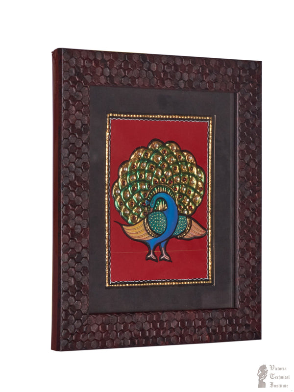 Handmade Dancing Peacock Tanjore Painting