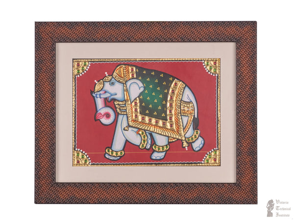 Handmade Elephant Design Tanjore Painting