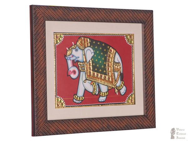 Handmade Elephant Design Tanjore Painting