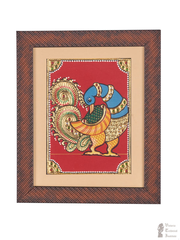 Handmade Peacock Tanjore Painting