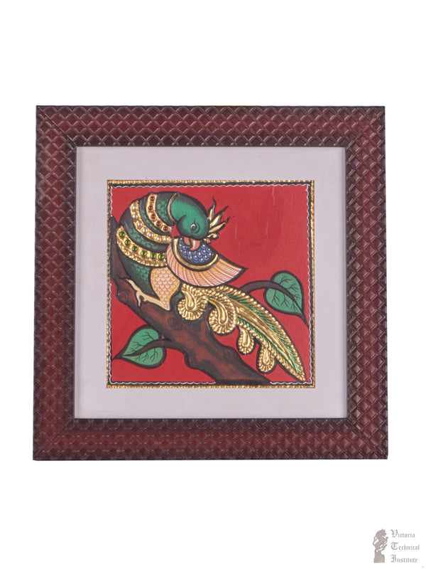 Handmade Parrot with Tree Tanjore painting