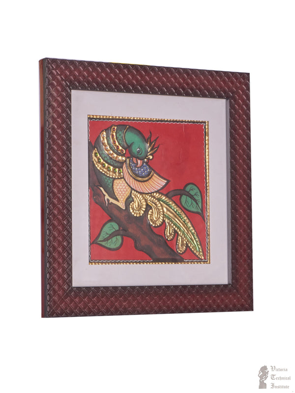 Handmade Parrot with Tree Tanjore painting