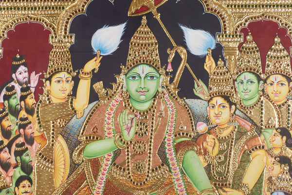 Handmade Ramar Pattabhishekam Tanjore Painting