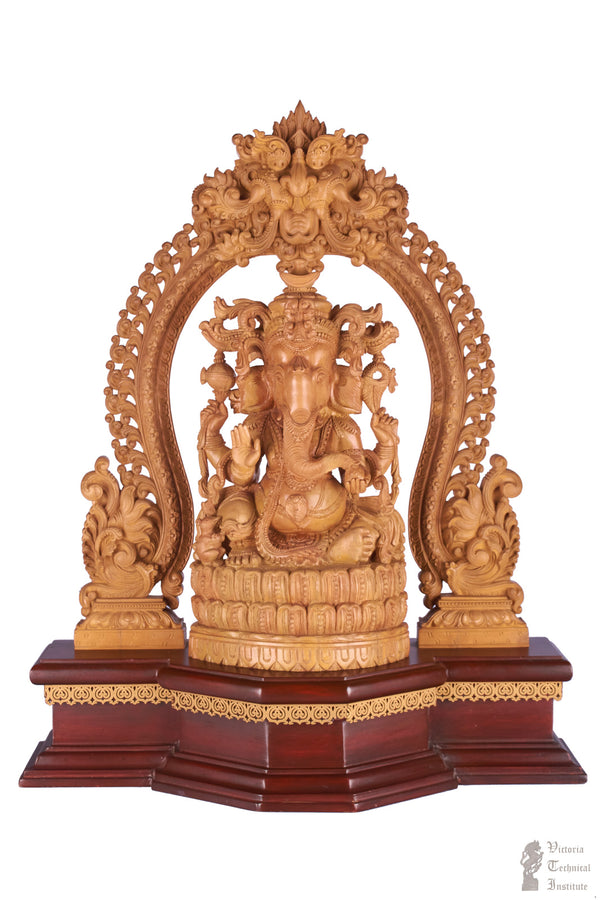 Handmade Sandal Wood Ganesha Statue With Arch