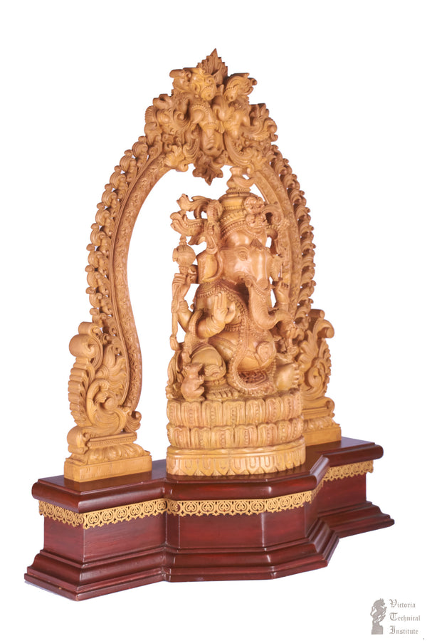 Handmade Sandal Wood Ganesha Statue With Arch