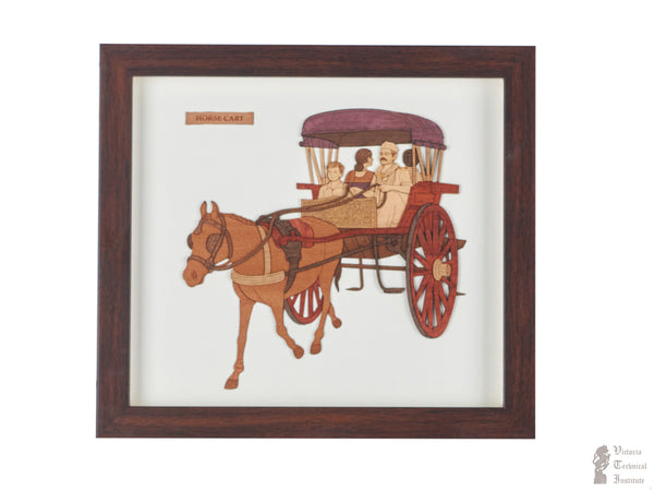 Wooden Horse Cart Patch Work/Carving Frame 12