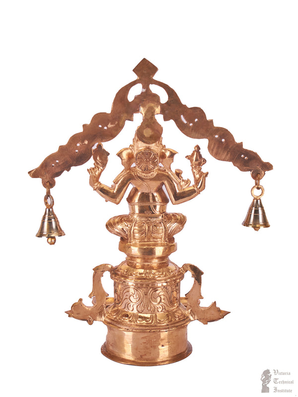 Bronze Lord Seated Ganesha Statue With Oil lamp