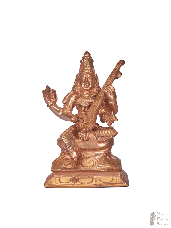 Bronze Sitting Saraswathi Statue