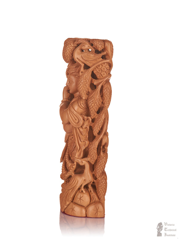 Handmade Sandal Wood Tree Krishna With Flute