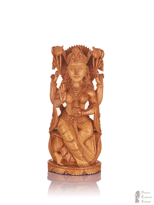 Handmade Sandal Wood Sitting Lakshmi