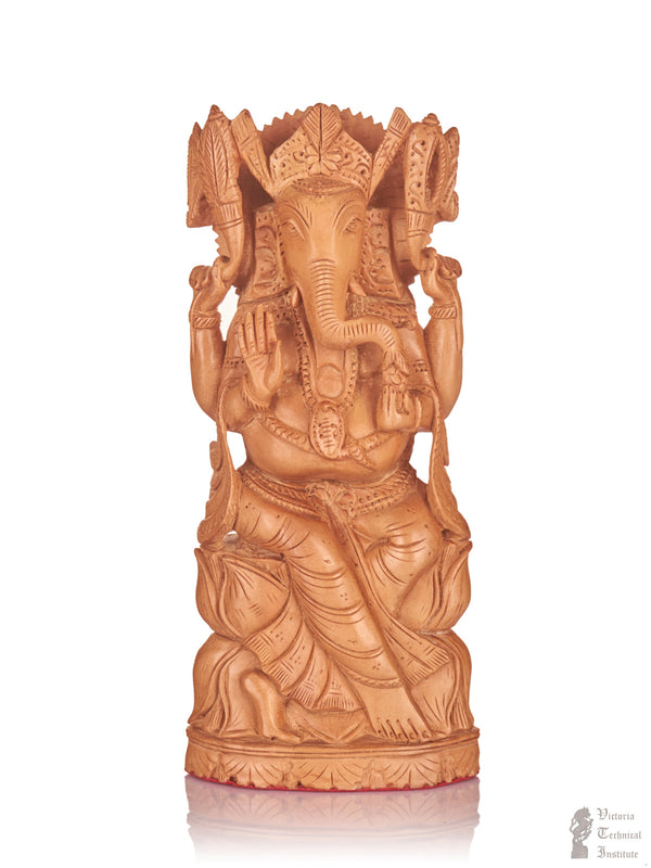 Handmade Sandal Wood Sitting Ganesha Statue