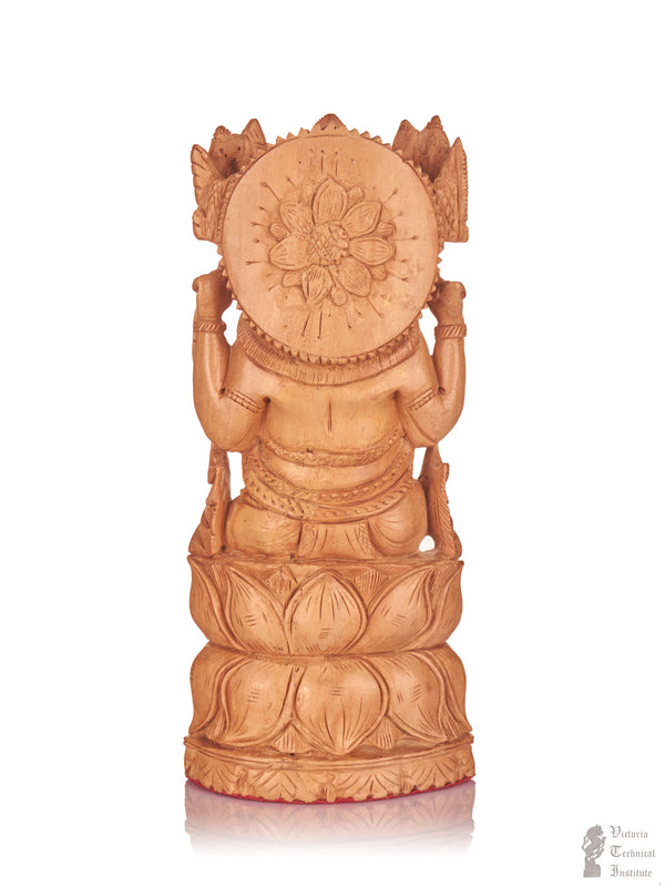 Handmade Sandal Wood Sitting Ganesha Statue