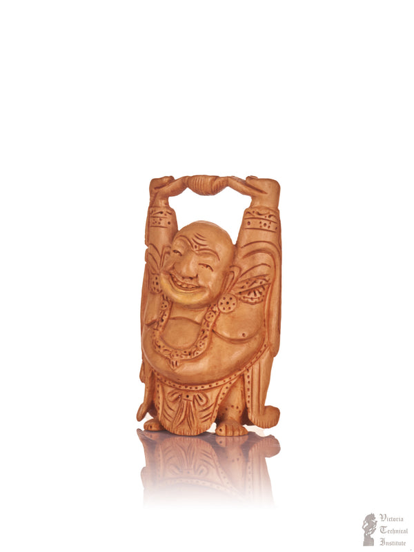 Handmade Sandal Wood Happy Man / Laughing Buddha Statue