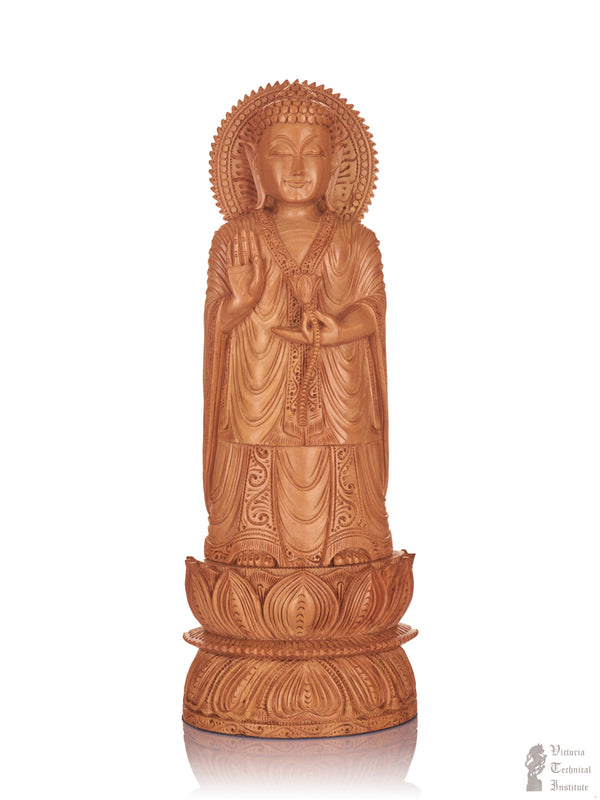 Handmade Sandal Wood Standing Buddha Statue