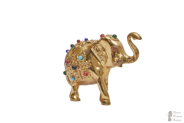 Brass Studded Trunk Up Elephant