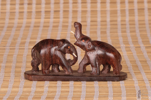 Handmade Rose Wood Fighting Elephants