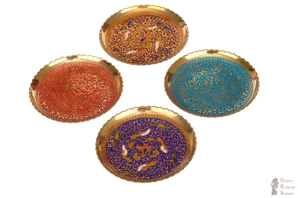 Brass Vintage Enamel Pin Tray - Assorted Colours