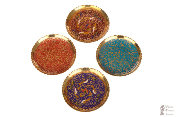 Brass Vintage Enamel Pin Tray - Assorted Colours